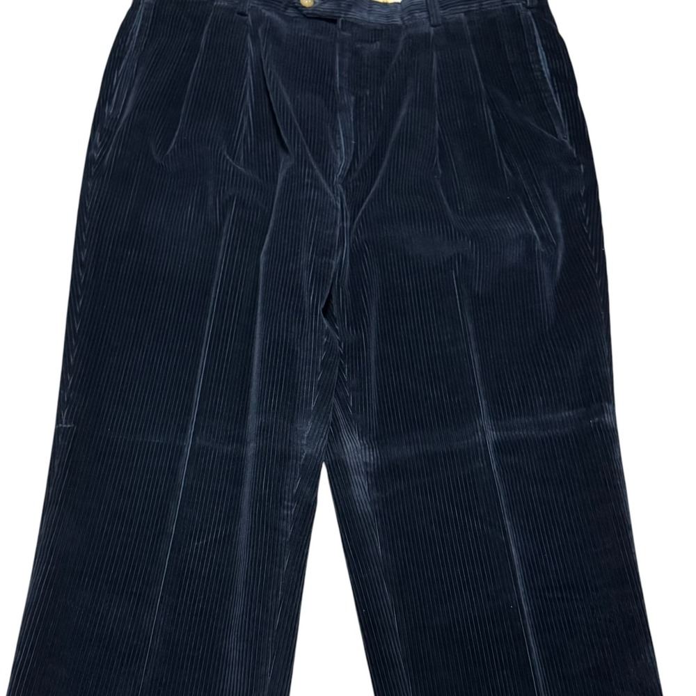 The J.‎ Peterman Company Navy Blue Straight Leg Corduroy Pants Men's 38x33 Wear - Picture 2 of 9